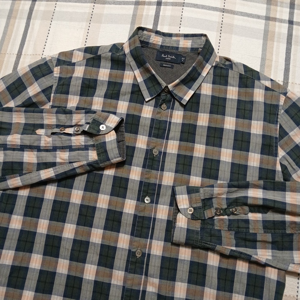 Paul‎ Smith Mens Tailored Fit L/S Oxford Shirt Plaid Cotton Sz XL Multicolor